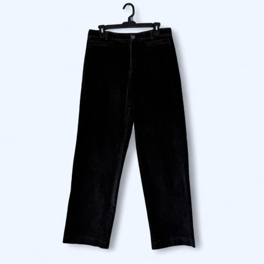 Rafaella Women's Black‎ Corduroy Pants Wide Leg Size 12 Stretchy Cotton Blend